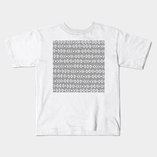 Modern Hand Drawn Triangles and Arrows Pattern Grey and White Kids T-Shirt